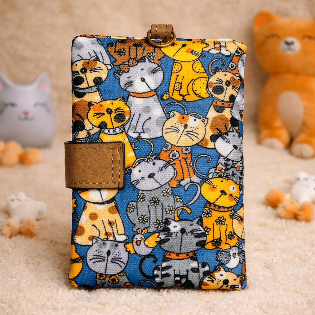 Cute Cat Print Women’s Short Wallet – PU Leather Coin Purse & ID Card Holder