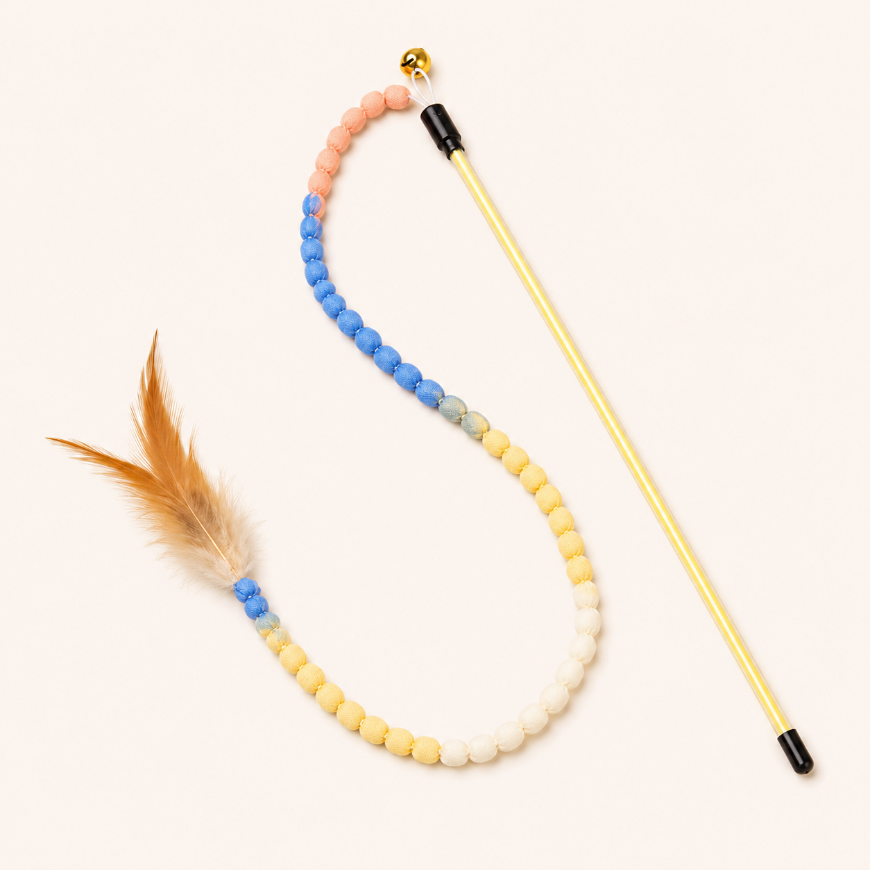 Interactive Cat Rainbow Wand with Feather – Colorful Teaser Toy for Indoor Cats