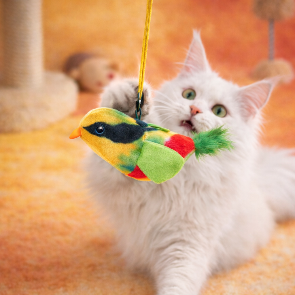 Chirping Bird Cat Toy – Interactive Plush Bird with sound