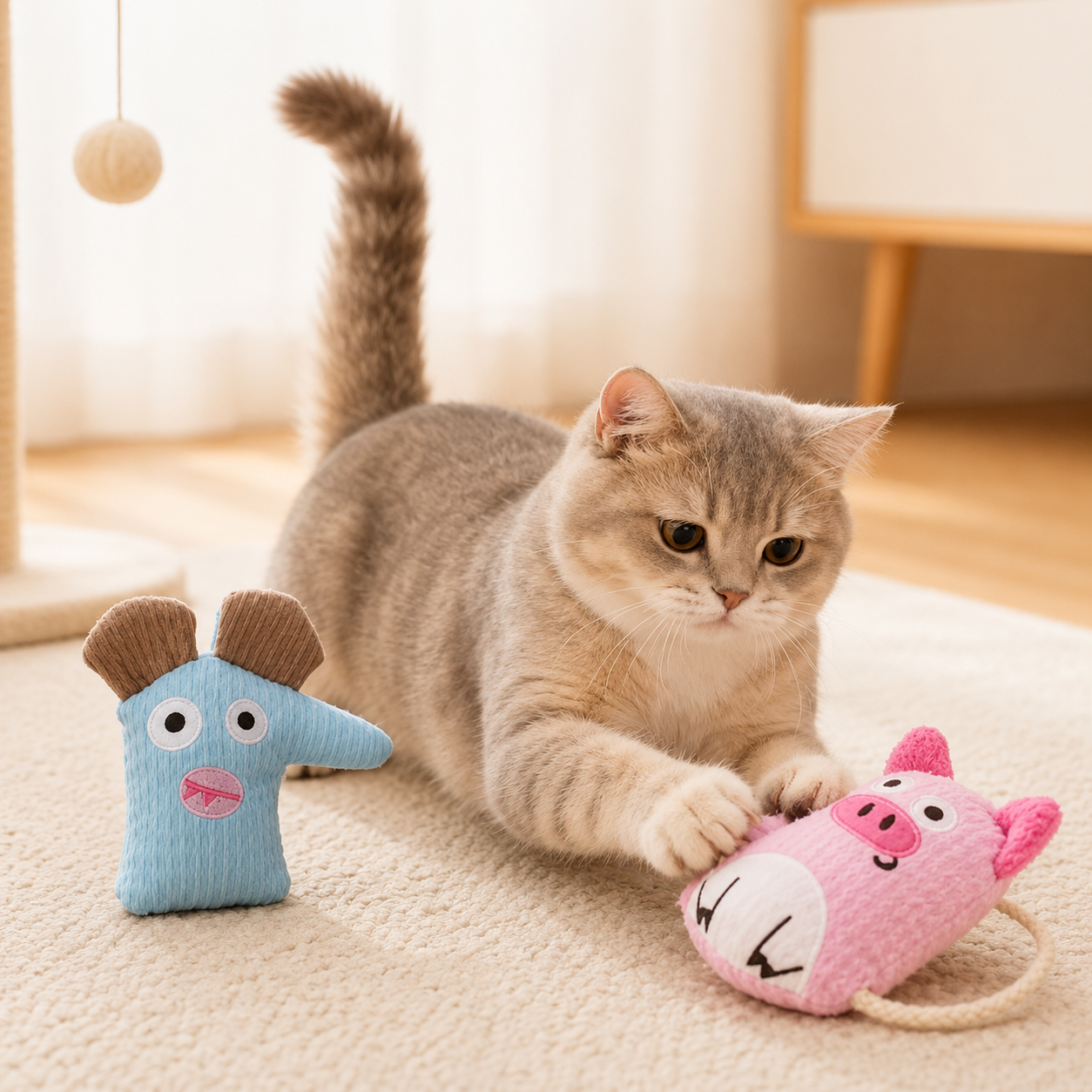 Catnip Plush Animal Cat Toys – Interactive Chew-Proof Teething Toys for Cats & Kittens