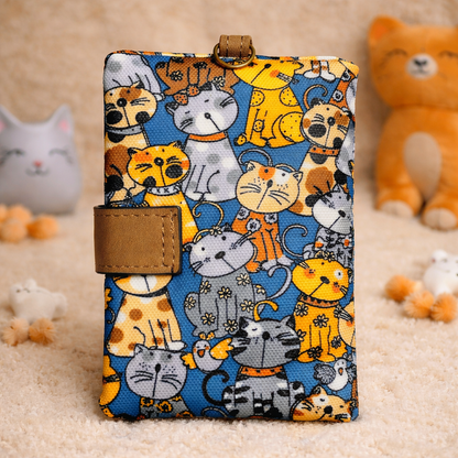 Cute Cat Print Women’s Short Wallet – PU Leather Coin Purse & ID Card Holder