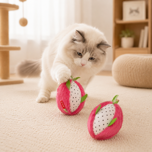 Dragon Fruit Catnip Cat Toy – Plush Interactive Bite Resistant Chew Toy for Indoor Cats