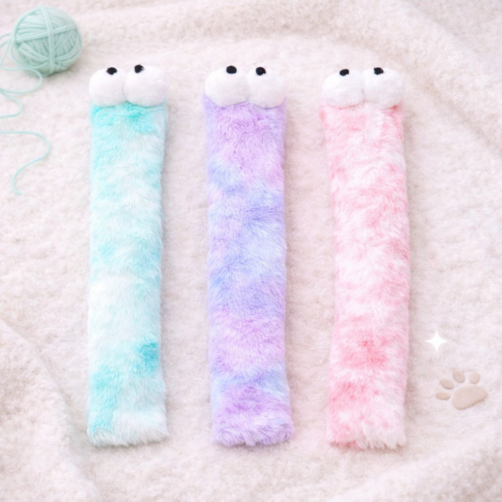 Giant Pastel Caterpillar Cat Toy – 37cm Plush Catnip Kicker | Interactive Cat Toy