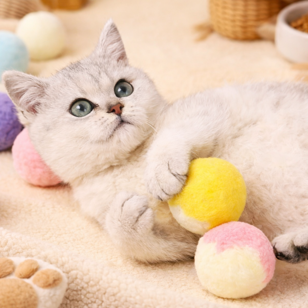Soft Plush Cat Ball Toy 6cm | Lightweight Interactive Toy for Cats & Kittens