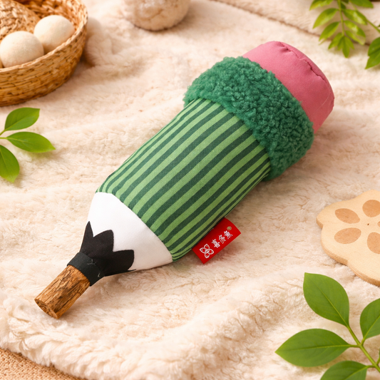 Cat Teaser Stick Toy – Catnip Plush Crinkle Toy with Natural Teething Stick | Bite-Resistant Interactive Cat Toy (24cm)