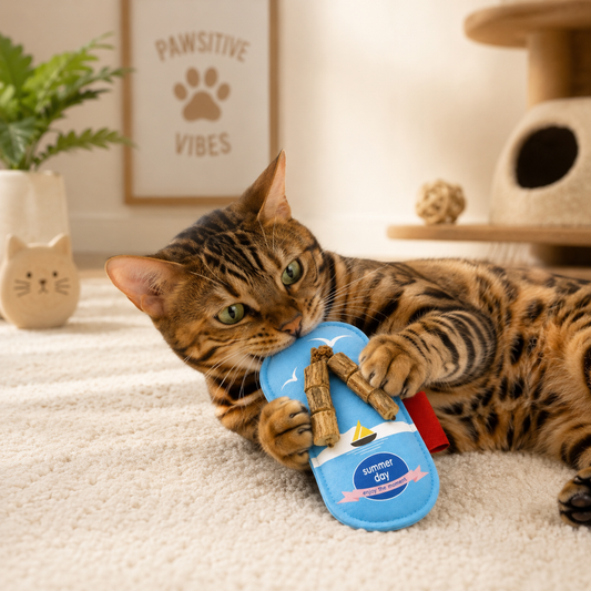 Cat Silvervine Chew Toy Beach Slipper Design – Felt Bite Resistant Teething Toy for Cats