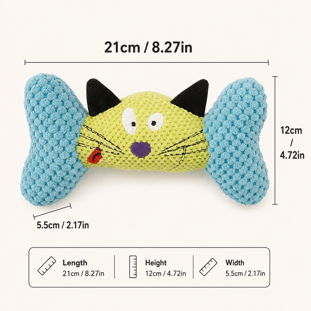 Cute Bone Squeaky Plush Toy for Cats & Dogs