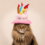 Pet Birthday Hat with Colorful Candles – Adjustable Birthday Costume for Cats & Dogs