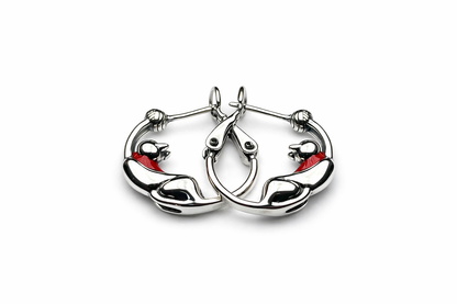 Sterling Silver Cat Hoop Earrings – Red Collar