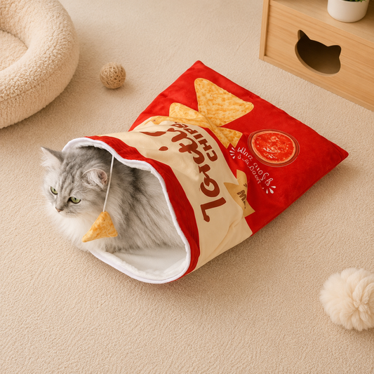 Gourmet Pattern Designs Cat Tunnel Toy – Collapsible Crinkly Interactive Cat Play Bag (50cm x 39cm)