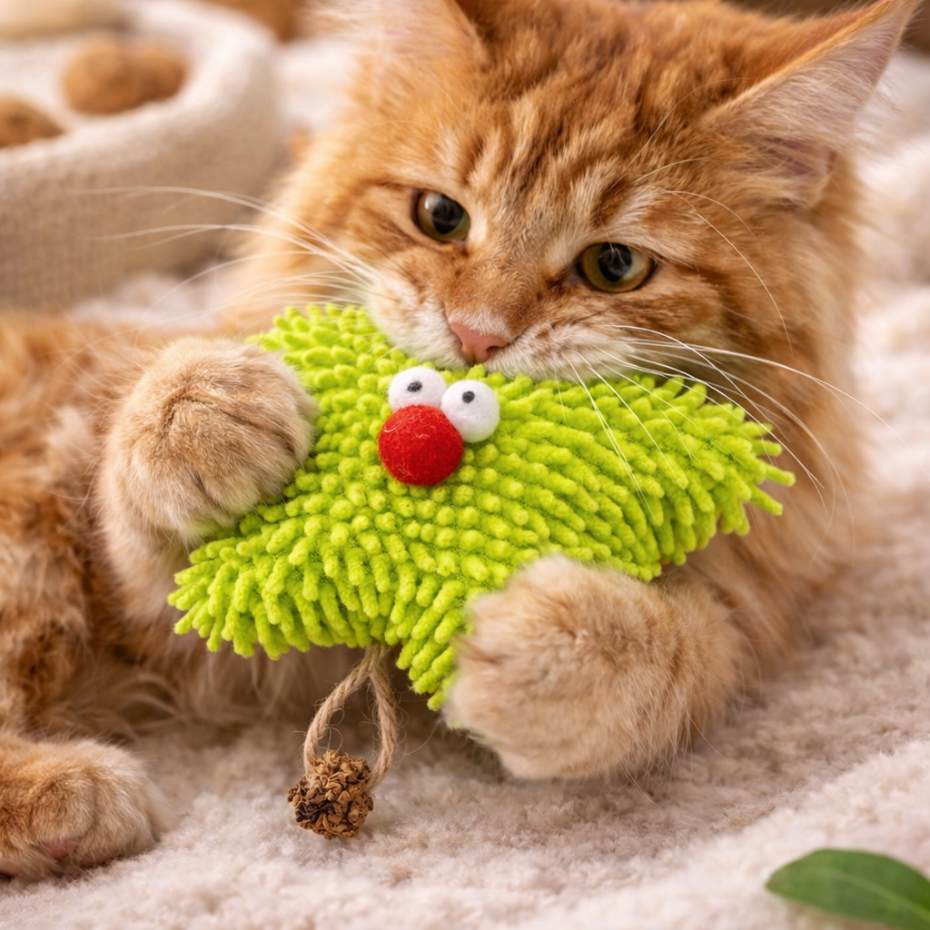 Green Starfish Catnip Cat Toy – Interactive Plush Star Shape | Soft & Durable Cat Toy for Kittens & Cats (14 cm)