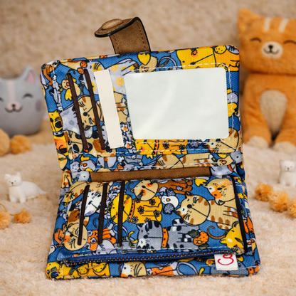 Cute Cat Print Women’s Short Wallet – PU Leather Coin Purse & ID Card Holder