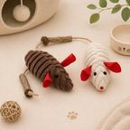 Catnip Plush Mouse Toy with Silvervine Stick for Cats | Interactive Kick & Chew Toy