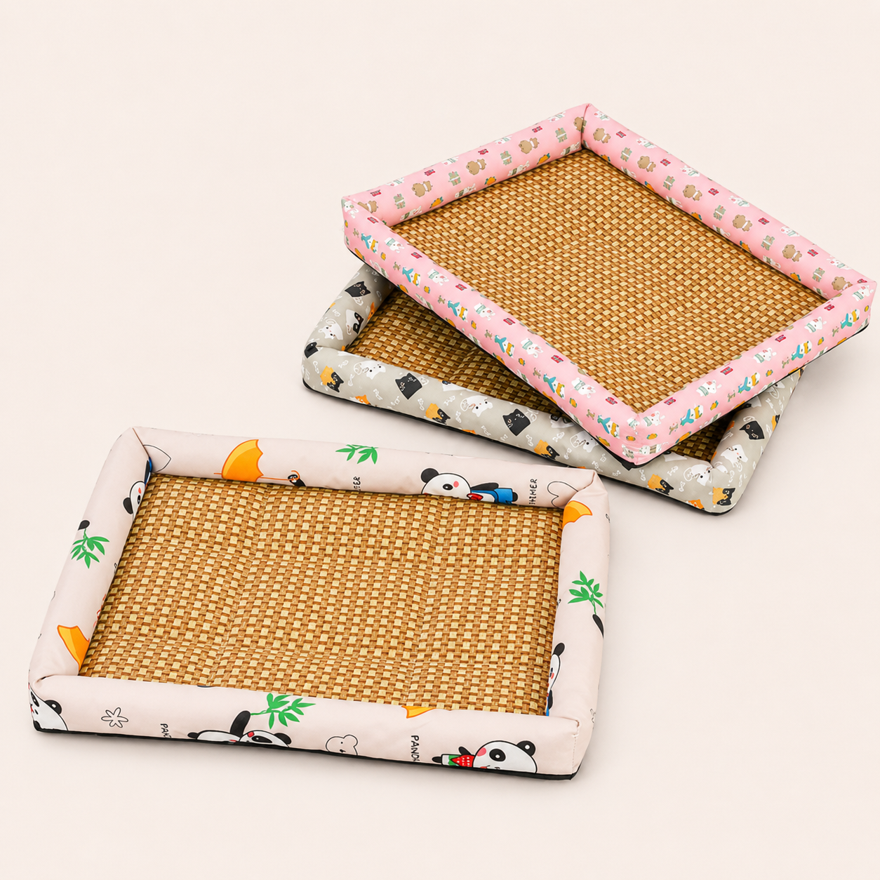 Cooling Rattan Cat & Small Dog Bed – Breathable Summer Pet Mat 50 × 40 cm