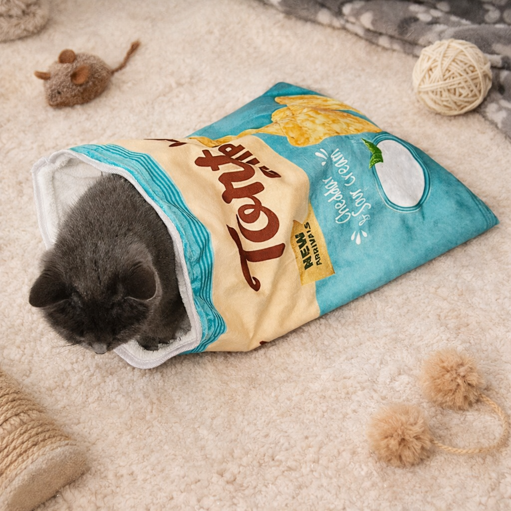 Gourmet Pattern Designs Cat Tunnel Toy – Collapsible Crinkly Interactive Cat Play Bag (50cm x 39cm)