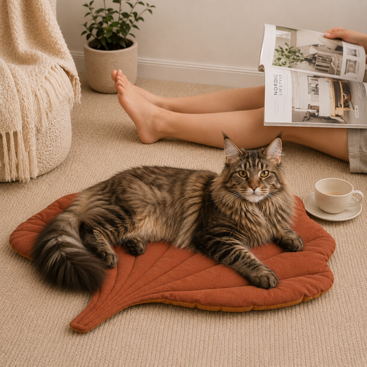 Leaf Shaped Pet Bed – Reversible Soft Washable Non Slip Cushion Mat for Cats & Dogs