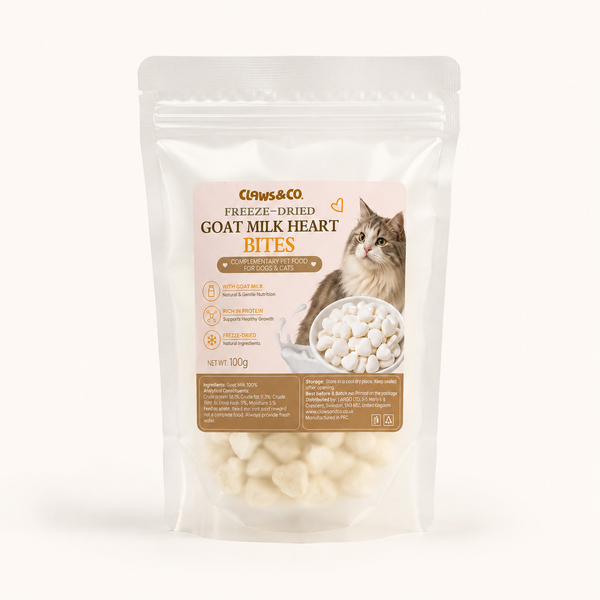 Freeze-Dried Goat Milk Heart Bites for Cats & Dogs 100g