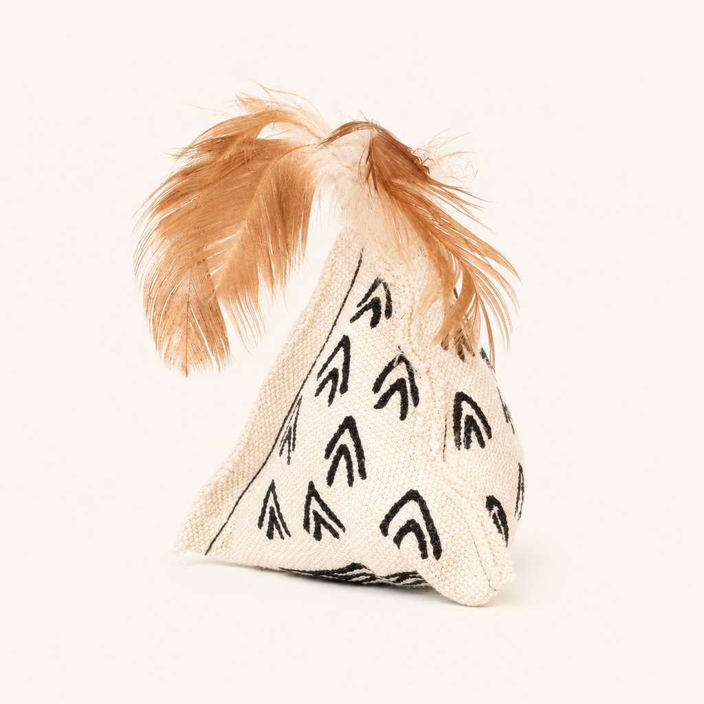 Geometric Triangle Catnip Toy with Feathers & Bell