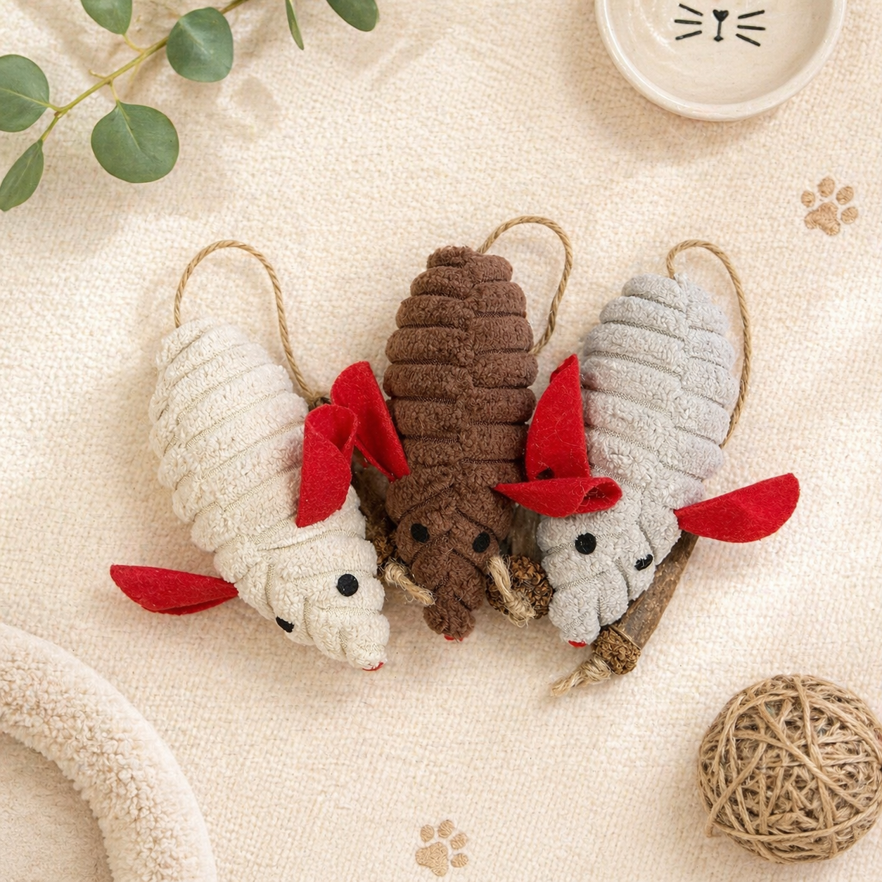 Catnip Plush Mouse Toy with Silvervine Stick for Cats | Interactive Kick & Chew Toy