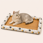 Cooling Rattan Cat & Small Dog Bed – Breathable Summer Pet Mat 50 × 40 cm