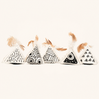 Geometric Triangle Catnip Toy with Feathers & Bell
