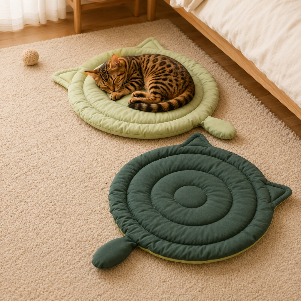 Big Face Cat Bed Mat – Soft Breathable Washable Sleeping Cushion for Cats & Dogs
