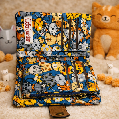 Cute Cat Print Women’s Short Wallet – PU Leather Coin Purse & ID Card Holder