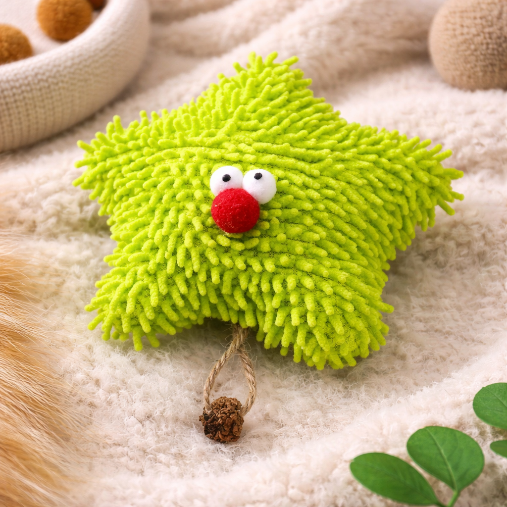 Green Starfish Catnip Cat Toy – Interactive Plush Star Shape | Soft & Durable Cat Toy for Kittens & Cats (14 cm)