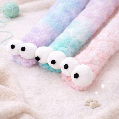 Giant Pastel Caterpillar Cat Toy – 37cm Plush Catnip Kicker | Interactive Cat Toy