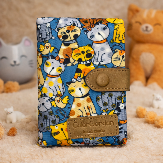 Cute Cat Print Women’s Short Wallet – PU Leather Coin Purse & ID Card Holder