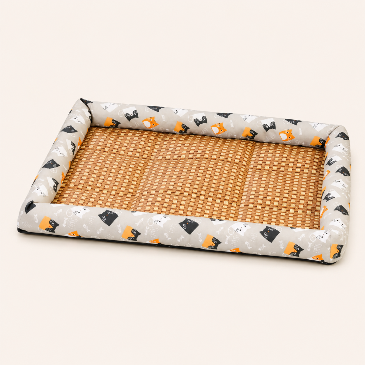 Cooling Rattan Cat & Small Dog Bed – Breathable Summer Pet Mat 50 × 40 cm