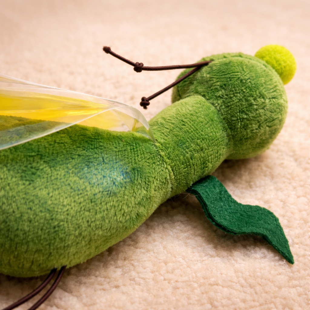 Grasshopper Catnip Toy – Plush Interactive Cat Toy with Crinkle Wings – Bite-Resistant Cat Teaser (18 x 5 cm)