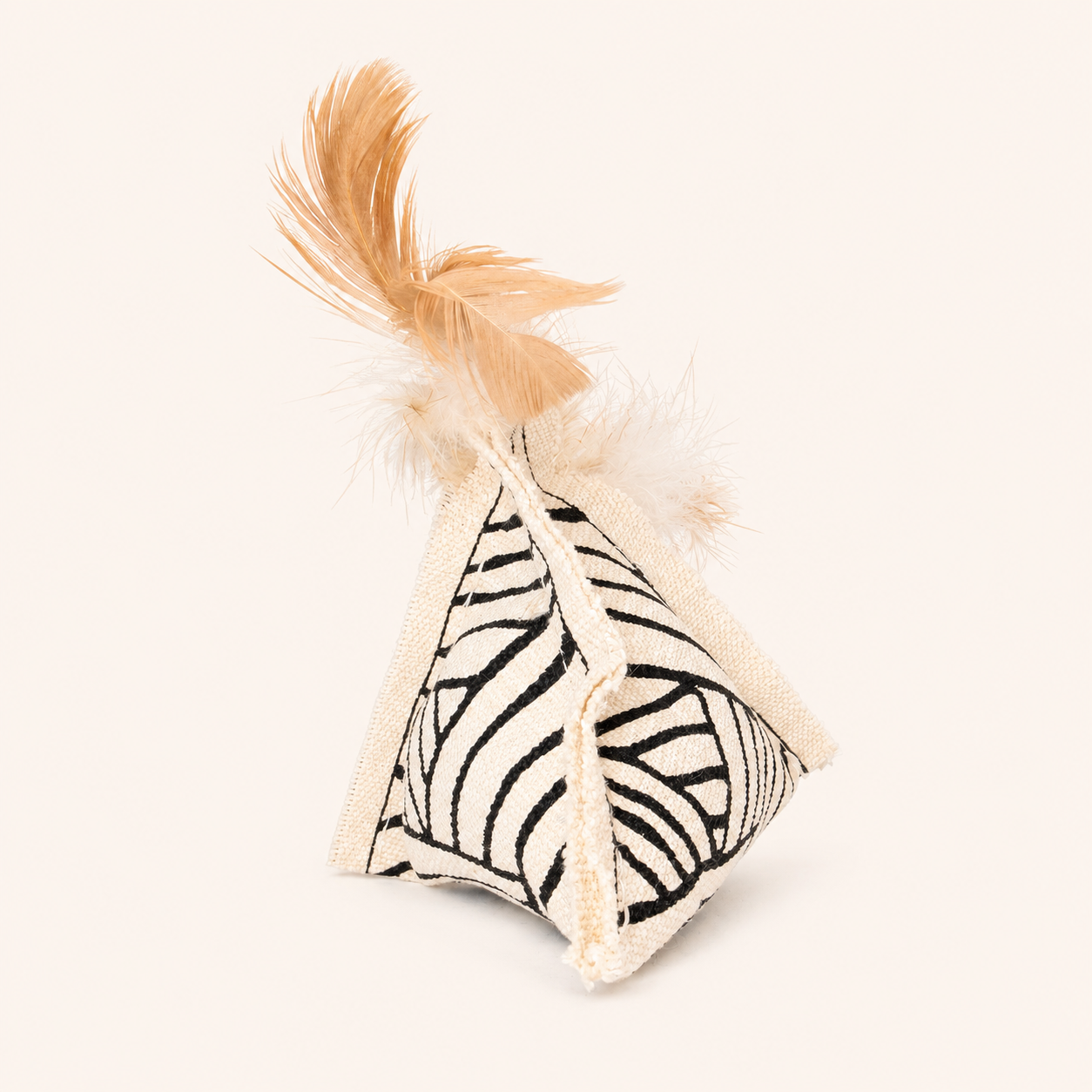 Geometric Triangle Catnip Toy with Feathers & Bell