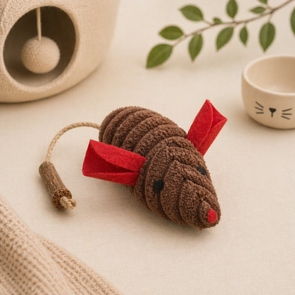 Catnip Plush Mouse Toy with Silvervine Stick for Cats | Interactive Kick & Chew Toy