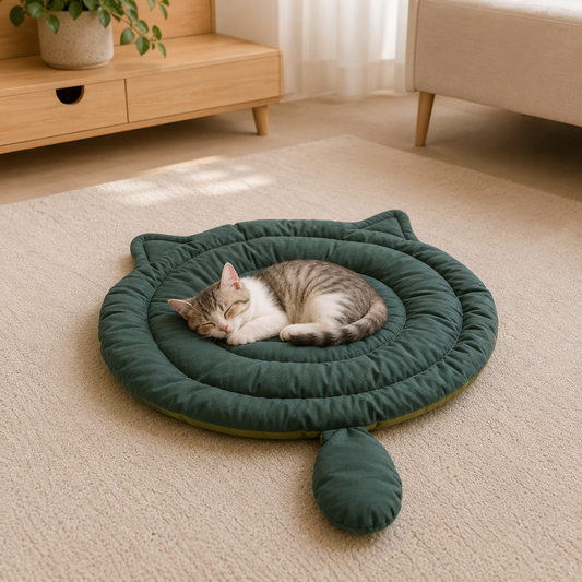 Big Face Cat Bed Mat – Soft Breathable Washable Sleeping Cushion for Cats & Dogs