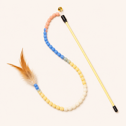 Interactive Cat Rainbow Wand with Feather – Colorful Teaser Toy for Indoor Cats