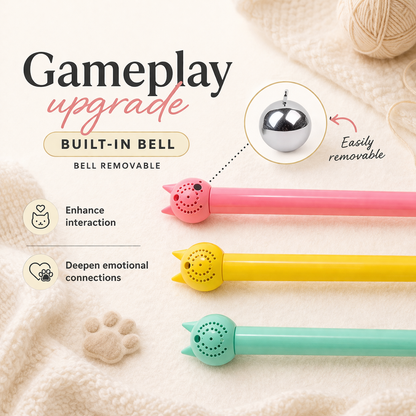 Mouse Tail Cat Toy Teaser Wand with Bell – Silicone Long Tail Interactive Cat Stick (80cm)