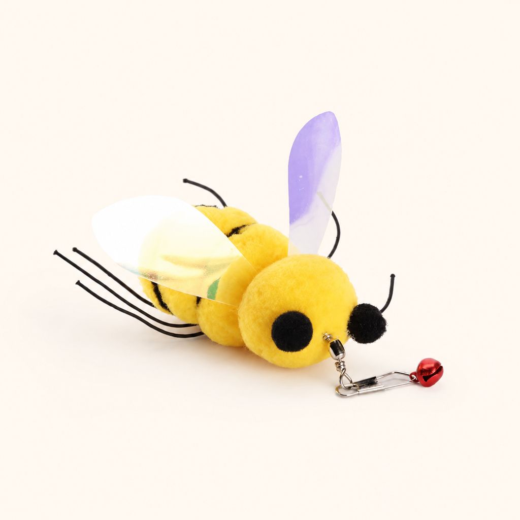 Bee Plush Cat Toy with Bell & Iridescent Wings