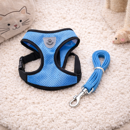 Cat Harness Vest with Lead – Adjustable Mesh Walking Harness for Cats & Small Dogs (Reflective, Breathable)