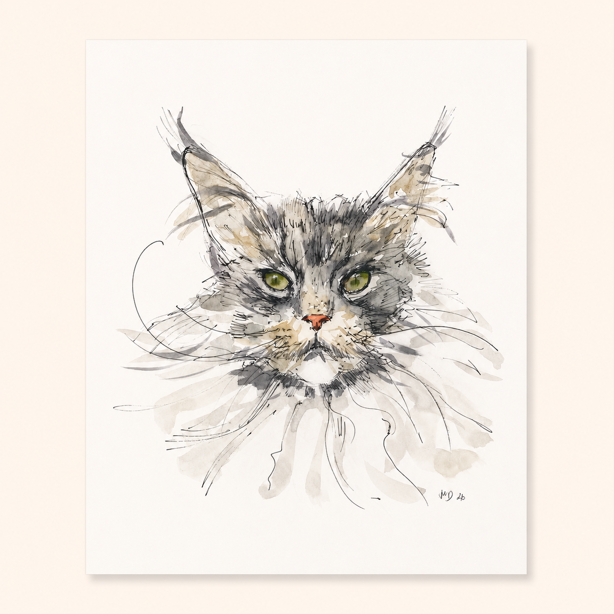 Custom Hand-Drawn Pet Portrait | Watercolour Style Fine Art Cat & Dog Illustration