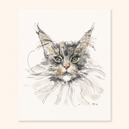 Custom Hand-Drawn Pet Portrait | Watercolour Style Fine Art Cat & Dog Illustration