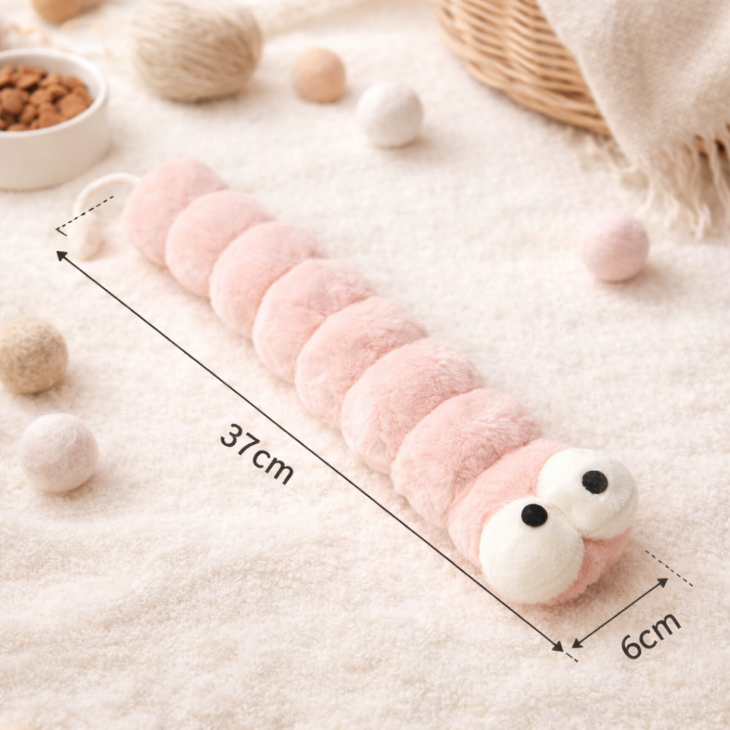 Crazy Giant Caterpillar Catnip Kicker Toy – Large Plush Interactive Cat Toy for Kicking, Biting & Bunny Kicks (37cm)