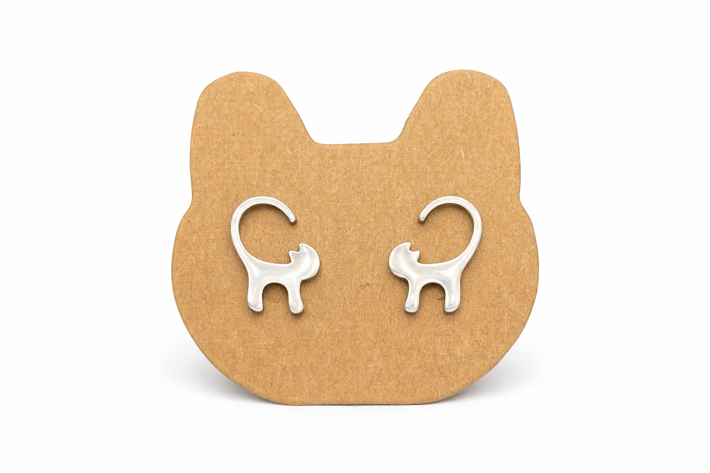 Stainless Steel Cat Stud Earrings – Minimal Cat Lover Jewellery