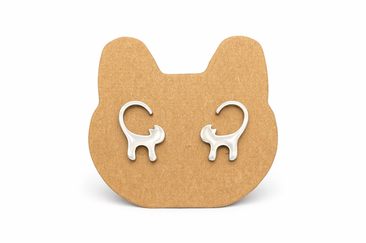 Stainless Steel Cat Stud Earrings – Minimal Cat Lover Jewellery