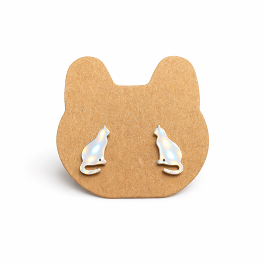 Cat Stud Earrings – Minimalist Cat Lover Jewellery | Stainless Steel