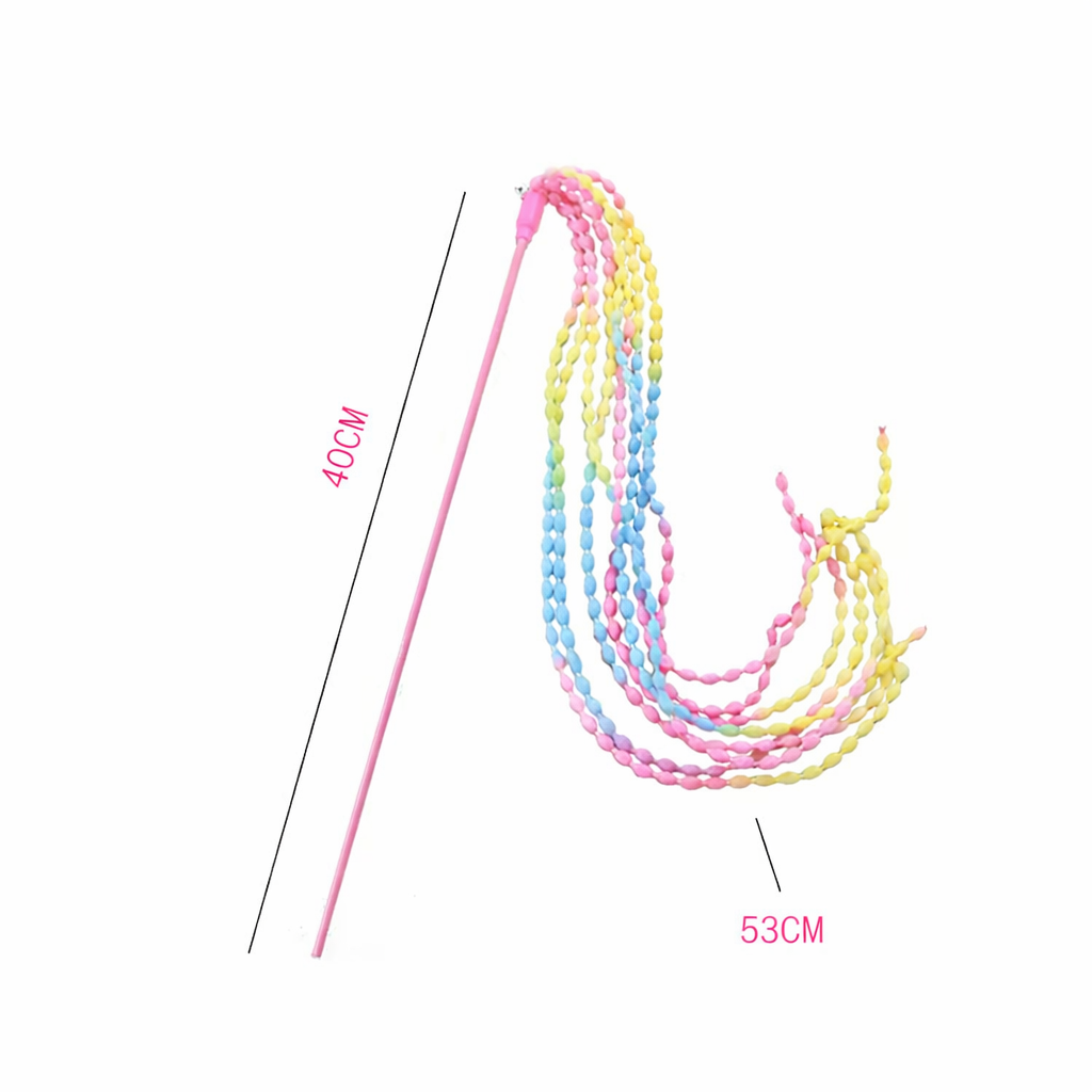 Colorful Tassel Cat Stick Toy – Rainbow Ribbon Interactive Wand for Cats