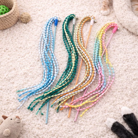 Colorful Tassel Cat Stick Toy – Rainbow Ribbon Interactive Wand for Cats
