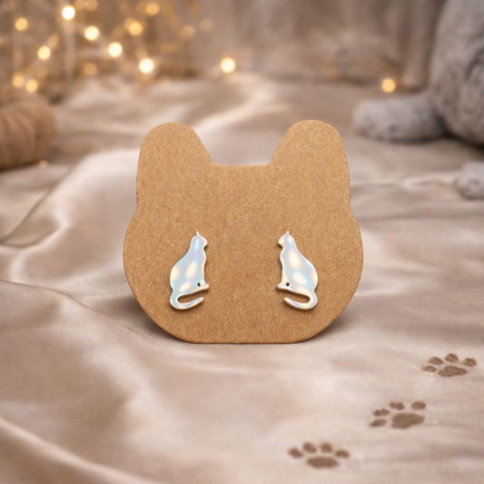 Cat Stud Earrings – Minimalist Cat Lover Jewellery | Sterling Silver Style