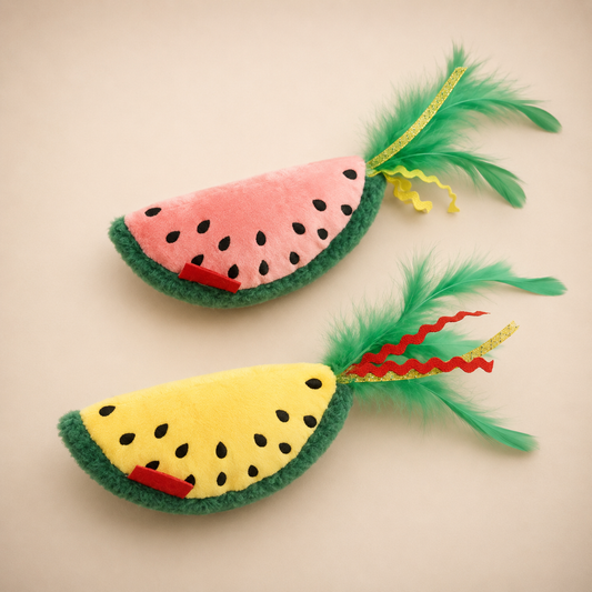 Watermelon Catnip Cat Toy – Plush Crinkle Feather Interactive Bite Resistant Cat Toy