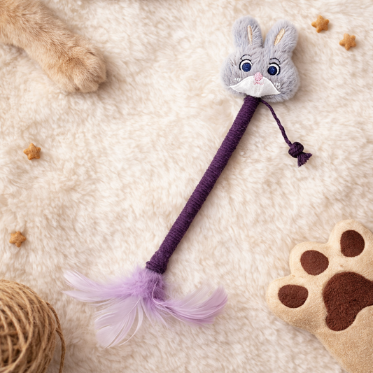 Feather Cat Toy Rope Chew Wand – Durable Braided Bite-Resistant Dental Cleaning Toy